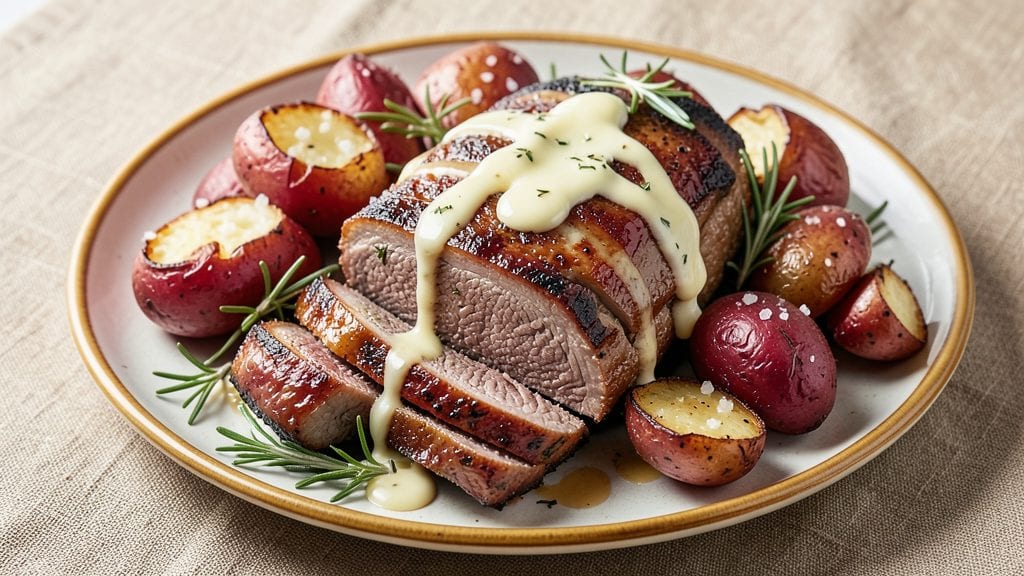 America's Test Kitchen Beef Top Loin Roast With Potatoes Recipe: Juicy Roast Paired With Garlic-Herb Spuds