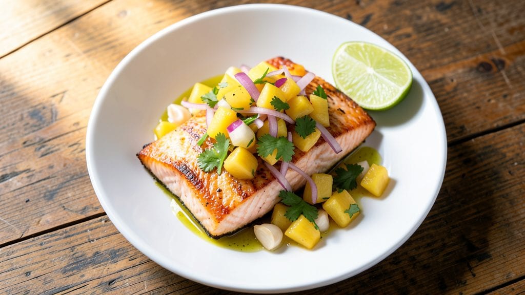 Baked Salmon With Pineapple Salsa Recipe: Tropical Crispy Top and Zesty Bite