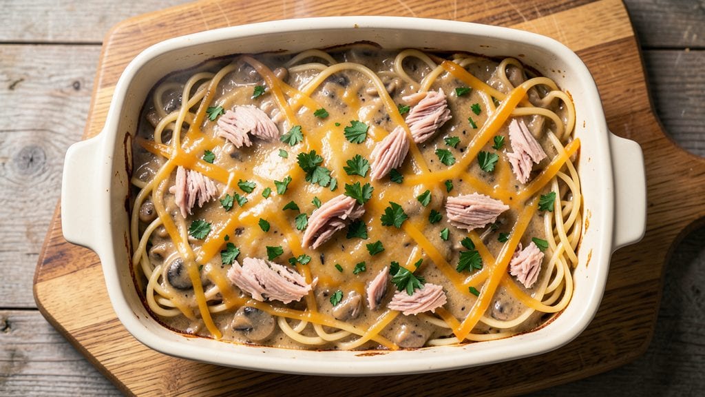 Campbell's Cream of Mushroom Soup Tuna Casserole Recipe: Cheesy Crispy Top, One-Pan Magic