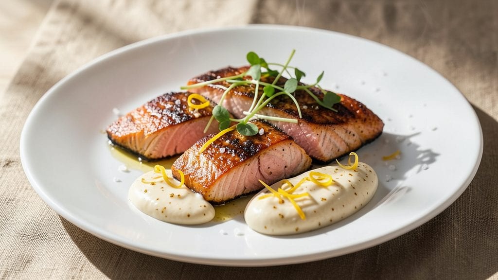 Salmon With Homemade Mayonnaise Recipe: Crispy Skin and Creamy Balance